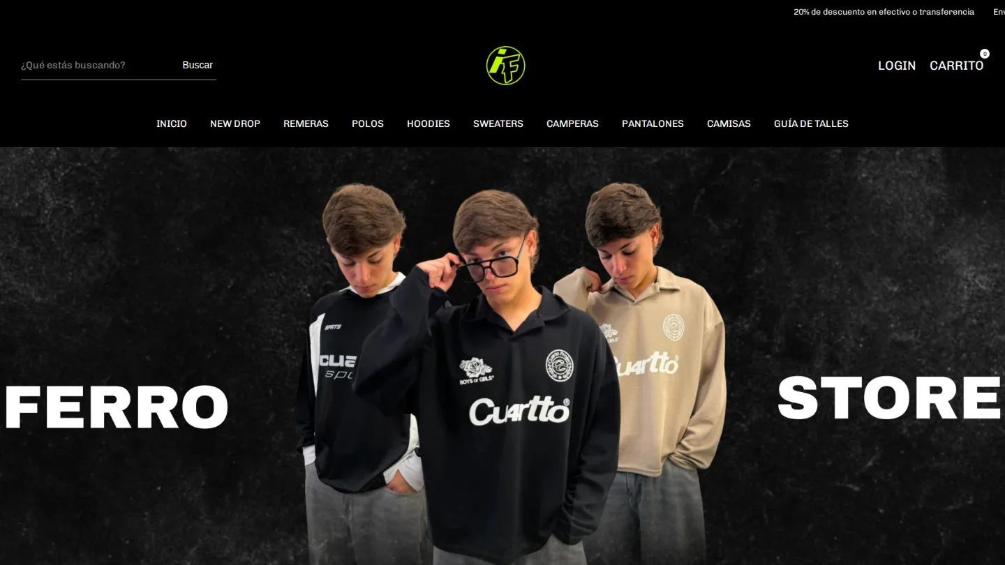 Online store of Indumentaria Ferro